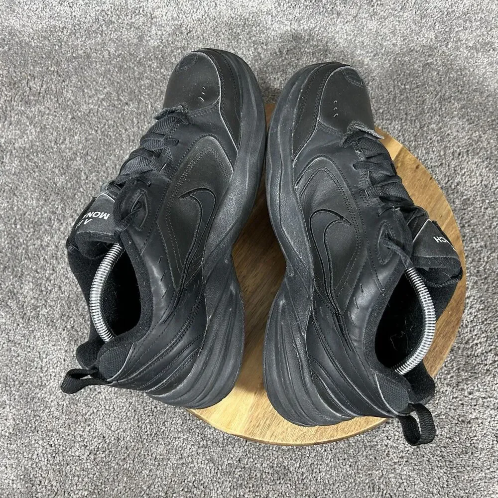 Nike Air Monarch IV Men's Size 10.5 Triple Black Athletic Walking Dad Shoes Used